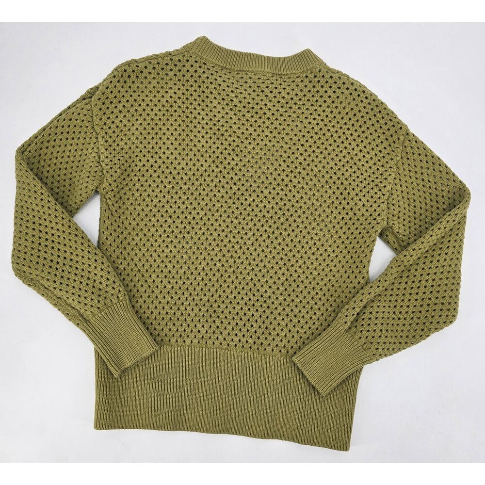 Varley Hester Knit Crew Small Olive Green Cotton Open Knit Lightweight Sweater - Picture 6 of 8